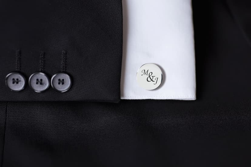 Custom engraved cufflinks for men, personalized wedding gift for groom, father of the bride & groom dad, best men, customized gold & silver cufflinks with dates, quotes or couples initials from bride