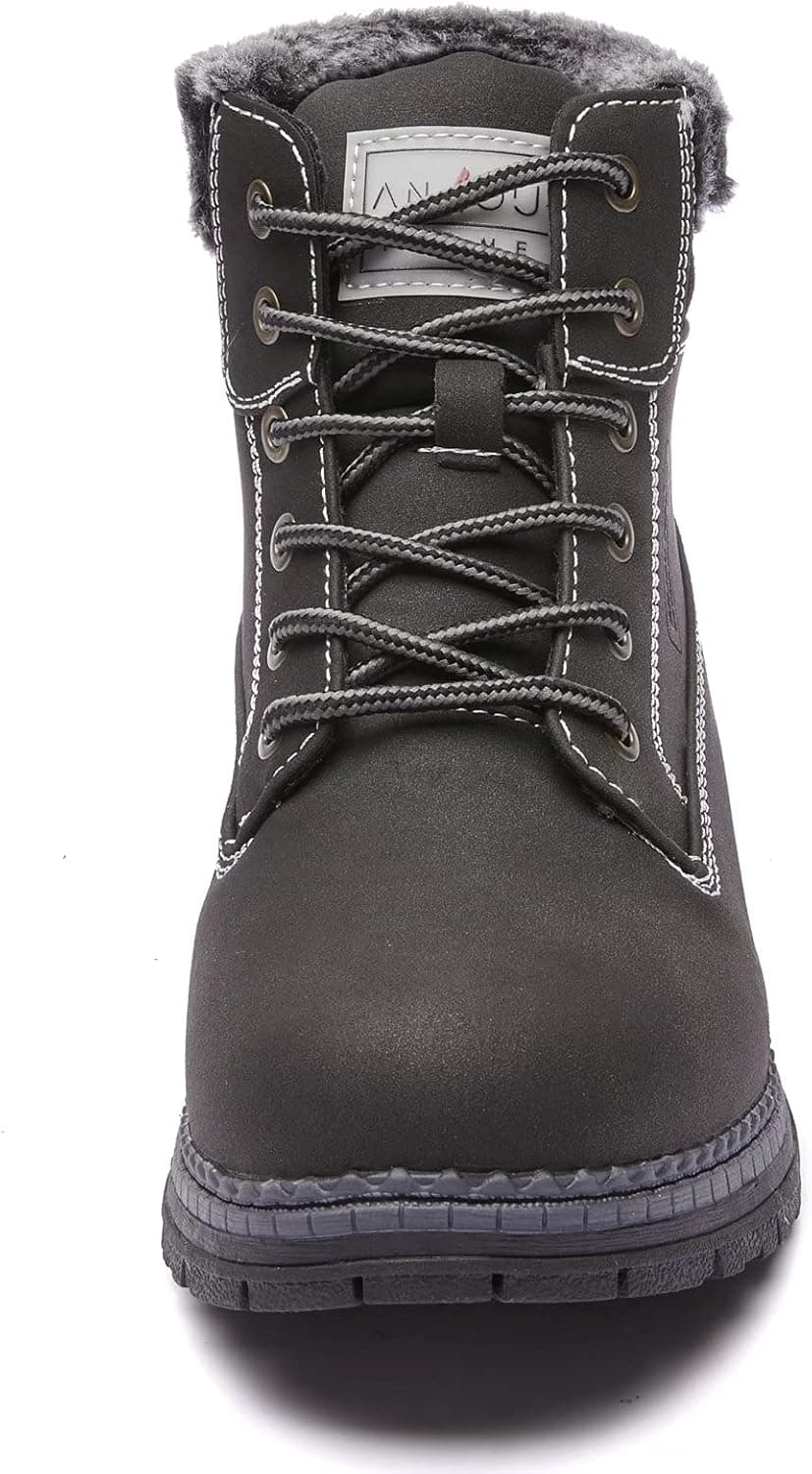 ANJOUFEMME Womens Hiking Snow Winter Boots - Waterproof Work Ankle Boots for Women Comfortable Warm Fur Boots for Backpacking Cycling