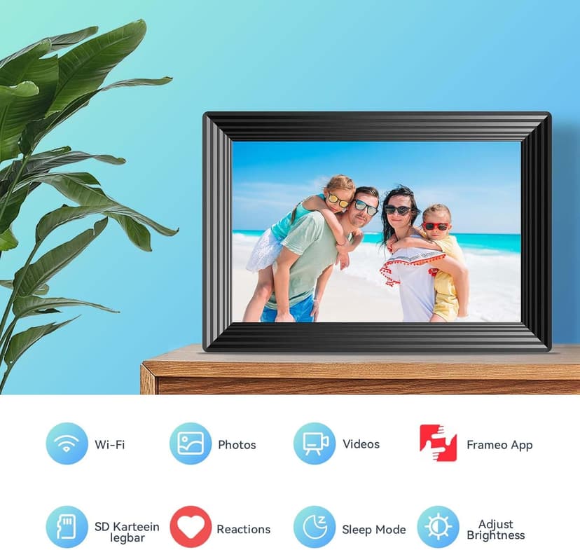 Frameo 10.1" WiFi Digital Picture Frame, Smart Digital Photo Frame with 16GB Storage, 1280x800 IPS HD Touch Screen, Auto-Rotate, Easy Setup to Share Photos or Videos Remotely via App from Anywhere