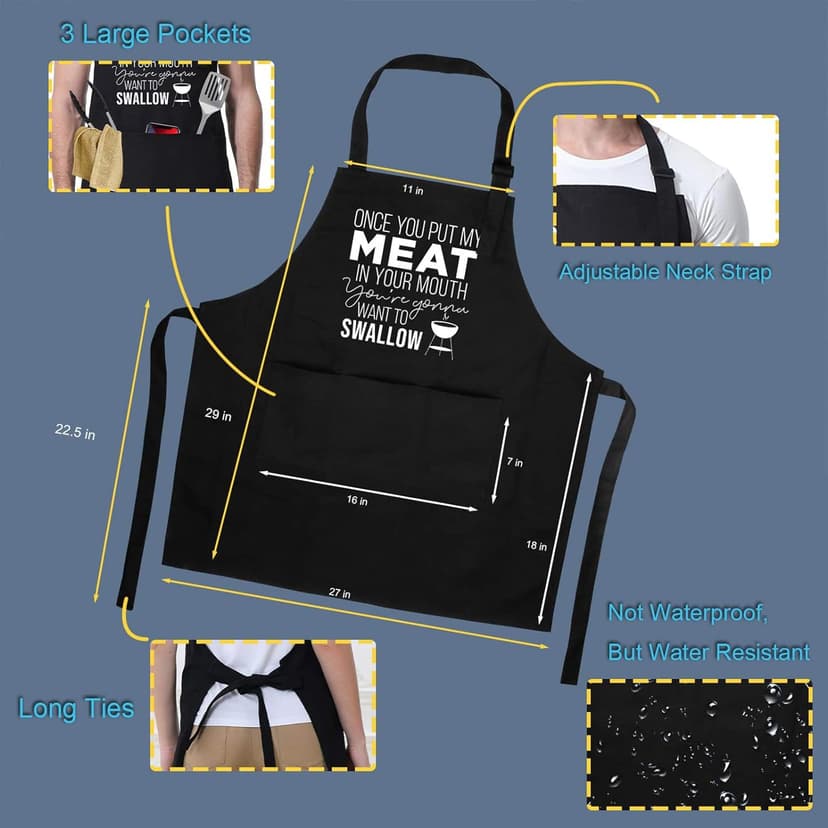 Miracu Funny Cooking Aprons for Men Husband - Christmas, Santa, Birthday Funny Male Gifts for Mens Best Friend, Gifts for Male Friends Guy Boyfriend Chef Man Him - Grilling Grill BBQ Apron w/Pockets