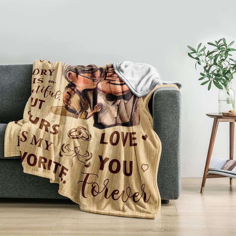 Wedding Anniversary Blanket Gifts for Men Women Him Her Wife Husband, Romantic Anniversary Marriage Gift for Couple Parents Girlfriend Boyfriend, Happy Anniversary Decorations Blanket 60"X50"