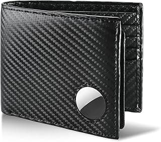 Serovi AirTag Wallet for Men Genuine Leather Bifold Wallet with AirTag Holder RFID Blocking Wallet With 2 ID Window and 12 Cards Holders Gift Box (Airtag Not included)