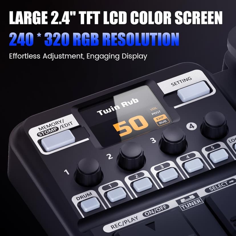 Flatsons KMF-1 Guitar Pedal, 77 Effects Guitar Multi Effects Pedal with 50 Preset, 42 Drum Rhythm, 18 Amp/Cab, Upgraded Color Screen, Aux In, Guitar Tuner Looper Expression Wah Volume Distortion Pedal