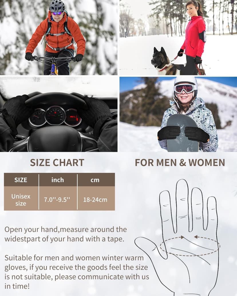 ARFNKIM Thermal Winter Gloves-Fleece Lining Touch Screen Knit Stretchy Warm Gloves for Running Cycling Riding- Men Women