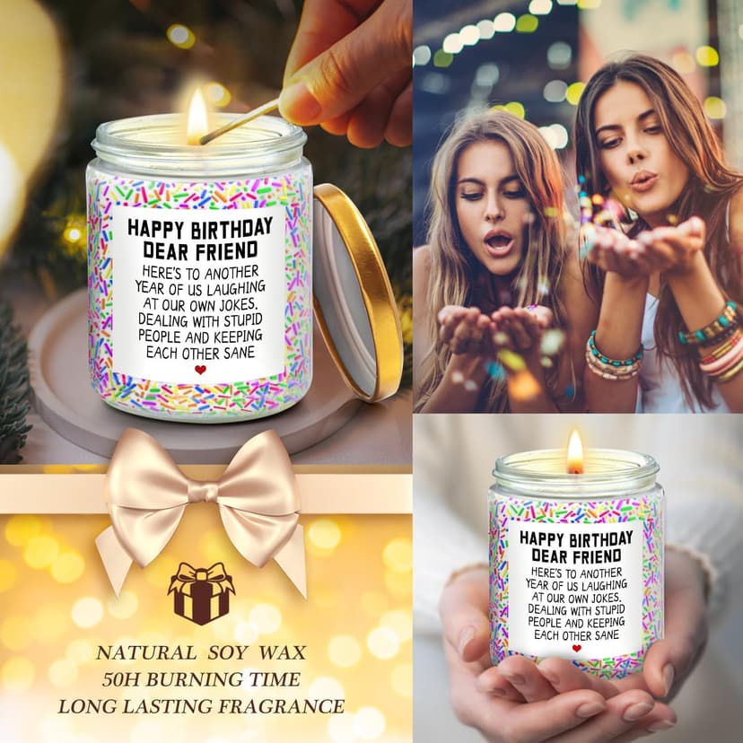 Happy Birthday Gifts for Women, Best Friends, BFF Friendship Gift for Women Funny Gifts for Woman, Best Friends, Her, Sister, Female, Coworker, Girlfriend, Bestie Christmas Candles Gift