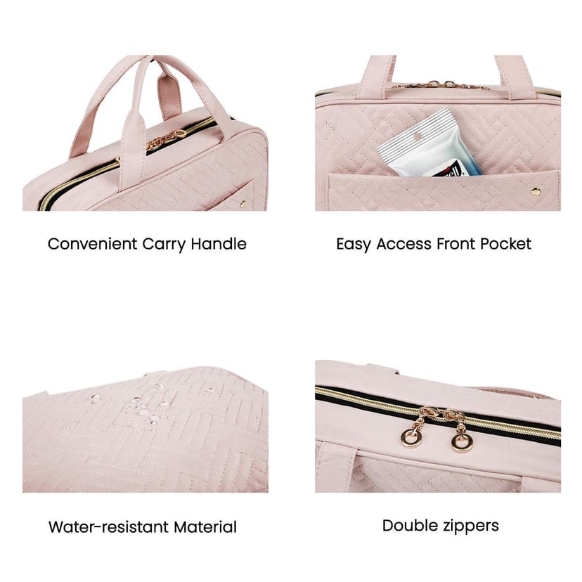BAGSMART Large Toiletry Bag Travel Bag with Hanging Hook, Water-resistant Makeup Cosmetic Bag Travel Organizer for Accessories, Shampoo, Full Sized Container, Toiletries