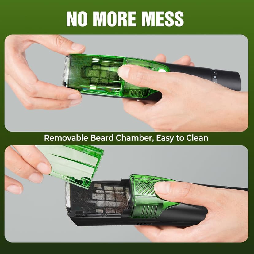 Beard Trimmer for Men: All-in-One Vacuum Mustache Trimmer With Precision Dial,Adjustable 20 Length Setting Premium Facial Hair Groomer with Length Comb USB-C Recharge, Waterproof Wet/Dry Clipper