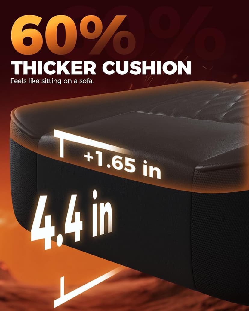 GTPLAYER Big and Tall Gaming Chair with Footrest, Ergonomic Office Desk Chair with 4.4in Thick Cushion and Wide Wingless Seat, Comfortable Leather Computer Chair, Predator Series, Black