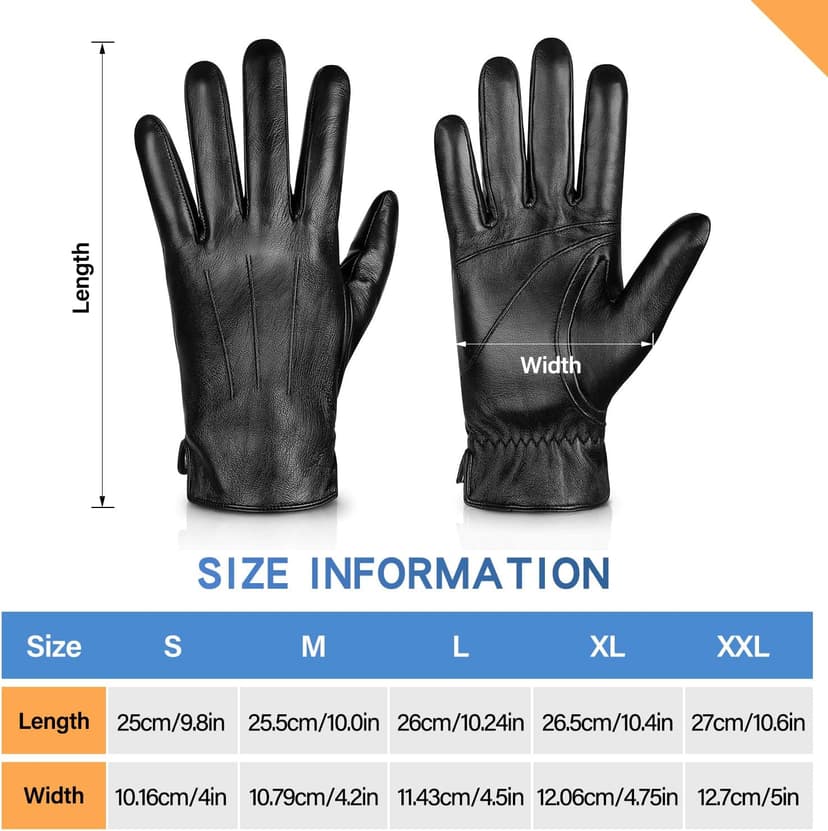 Alepo Genuine Sheepskin Leather Gloves for Men, Winter Warm Touchscreen Texting Cashmere Lined Driving Motorcycle Gloves