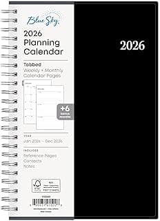 Blue Sky 2026 Weekly and Monthly Planner Calendar, Includes January 2026 - December 2026, 5" x 8", Flexible Cover, Wirebound, Laminated Tabs, Enterprise