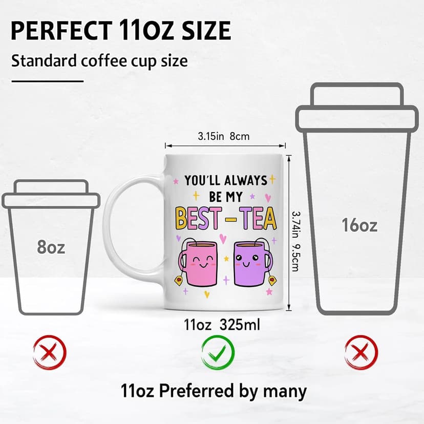 Gossby Friend Coffee Mug - BEST-TEA - Gifts for Best Friend Women - Christmas Friendship Gift for Female Friend - Best Friends Birthday Gift - Besties BFF Gifts - 11oz White Ceramic Cup