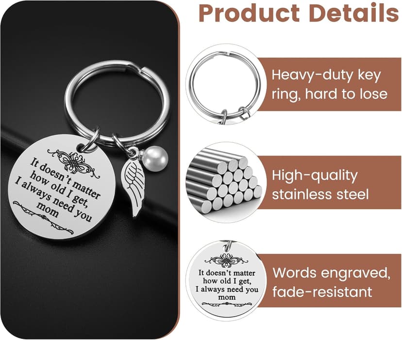 iJuqi Mother's Day Gifts from Daughter Son for Mom Birthday Valentine's Day Christmas Gifts Mom Keychain Mother Keyring