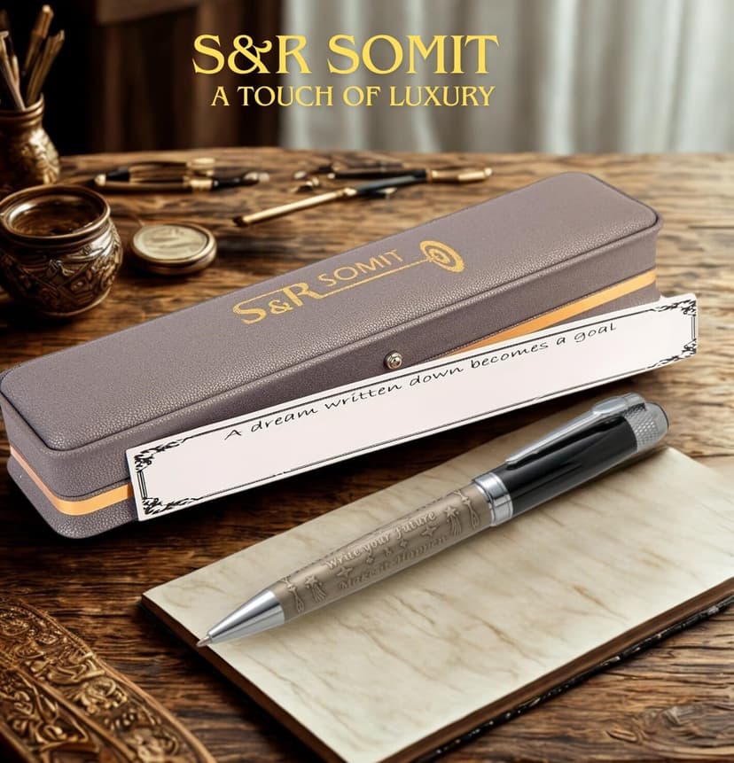 Fancy Pen for Men with Gift Box - Valuable Luxury Pen for Business and Office, Executive Gift for Family & Friends - Special Engraving & Led Decorative Box (BLACK SILVER)