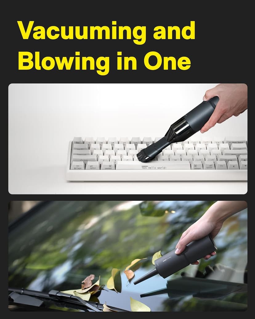 HOTO Handheld Vacuum Cleaner Cordless, Desk Vacuum Cleaner Compressed Electric Air Duster 15000Pa Suction, 4-in-1 Portable Vortex Vacuum Dust Buster Air Blower for Computer, Keyboard