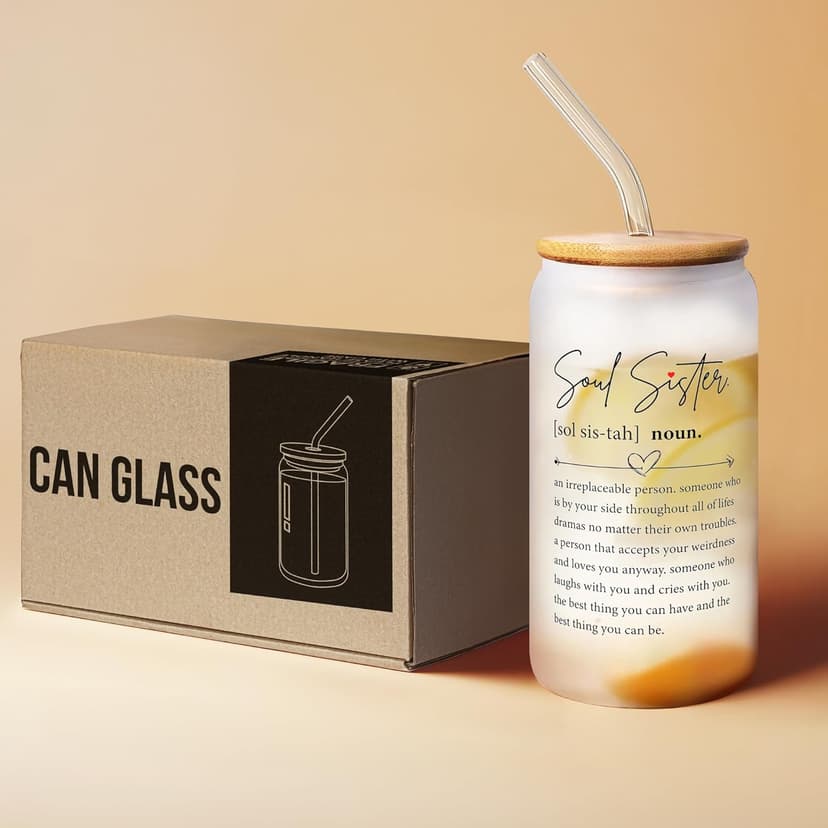 Friendship Gifts for Women Friends, Gifts for Friends Female, Gifts for Best Friend - Gifts for Sister - Sister Birthday Gifts - Galentines Day, Valentines Gifts for Friends - 16 Oz Can Glass