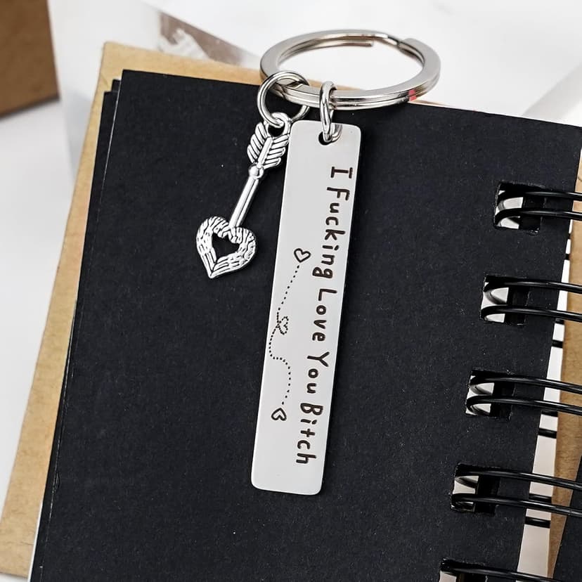 Best Friend Keychain for Women, Stainless Steel Key Chain Engrave I Fking Love You Bith Birthday Christmas Friendship Gift for Bestie Best Friends Female Bff