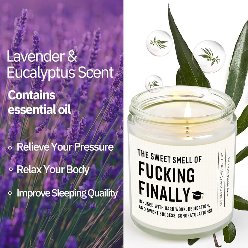 Shqiueos Funny Graduation Gifts for Her Him, Graduation Candle for Women Men Lavender Scented 7 Oz, 2025 Graduations Gifts for Masters Degree, College, High School, PhD Grad Gift for Nurse Law School