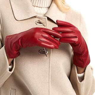 MGGMOKAY Womens Nappa Lambskin Leather Gloves Warm Cashmere Lined