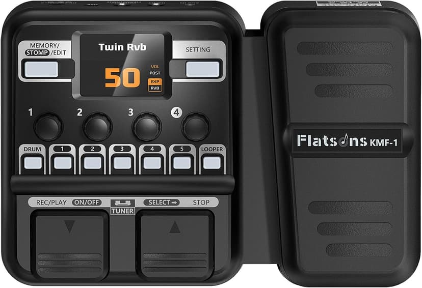 Flatsons KMF-1 Guitar Pedal, 77 Effects Guitar Multi Effects Pedal with 50 Preset, 42 Drum Rhythm, 18 Amp/Cab, Upgraded Color Screen, Aux In, Guitar Tuner Looper Expression Wah Volume Distortion Pedal
