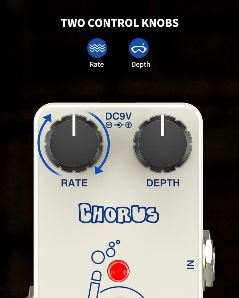 Pogolab Chorus Pedal, Chorus Guitar Pedal, Mini Analog Chorus Pedal, DC 9V, True Bypass for Electric Guitar
