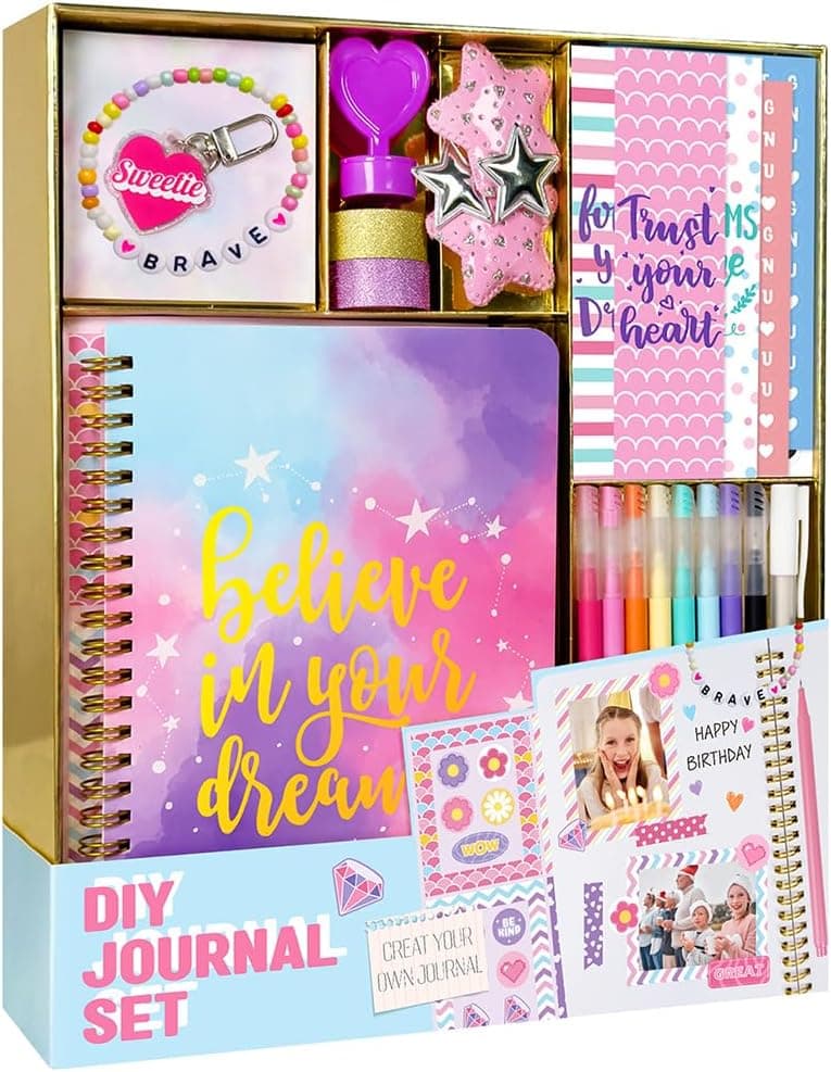 Nollh DIY Journal Kit for Girls - DIY Journal Set for Tween & Teen Girls, Stationery Set, Scrapbook & Diary Supplies Set, Journaling Art Crafts Kit, Ideal Gifts for 8 9 10 11 12 13 14 Year Old Girl