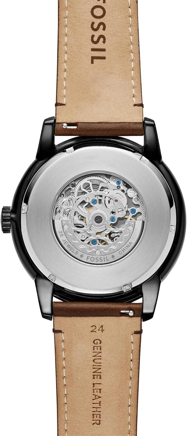 Fossil Men's Townsman Automatic Stainless Steel and Leather Two-Hand Skeleton Watch