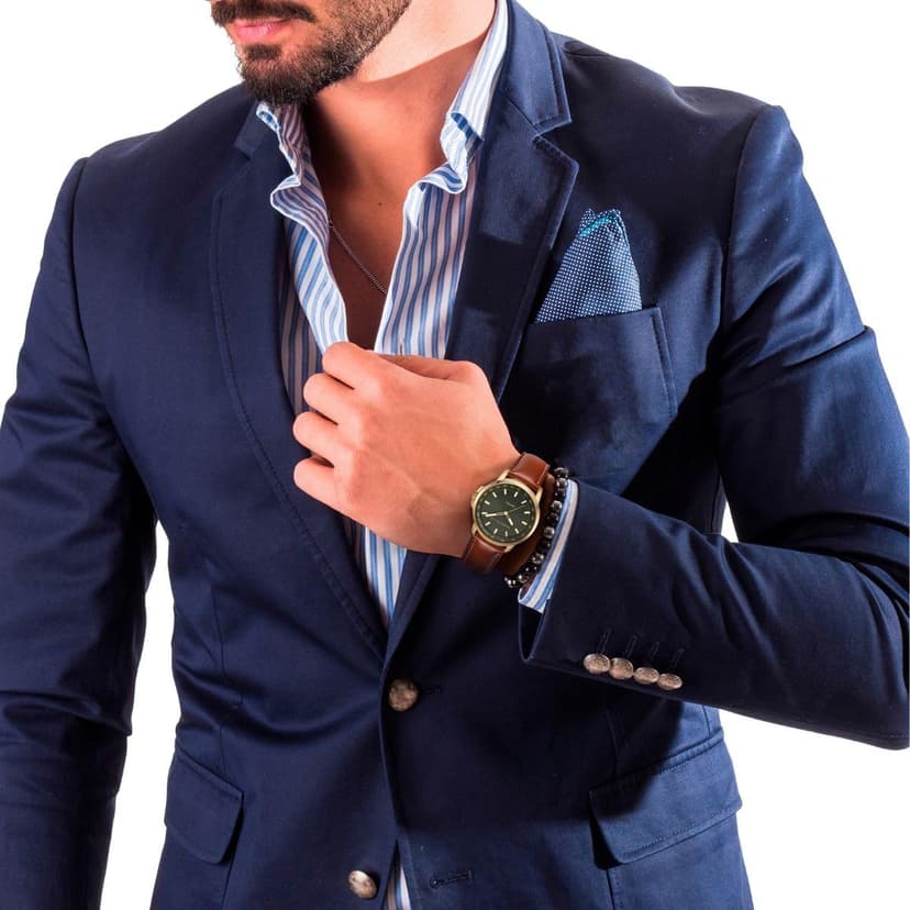 Perry Ellis Solar Powered Mens Watch | Vegan Leather Water-Resistant Analog Wrist Watches for Men | 43mm Case | Aluminum Tachymeter Bezel | Elegant Gift for Man