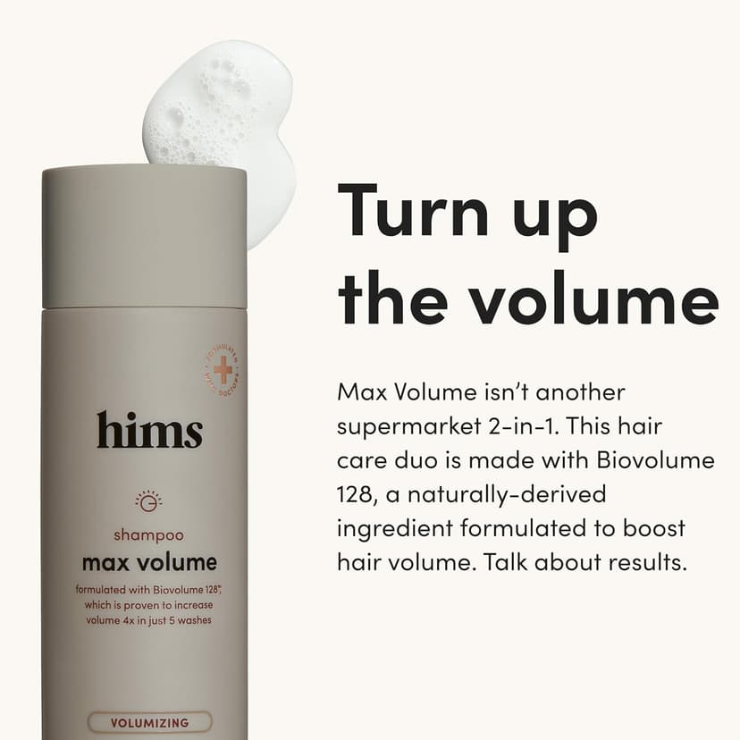 hims Max Volume Men's Shampoo & Conditioner Set - Volumizing Natural Shampoo and Conditioner for Men - Adds Volume, Shine & Bounce - Citrus Spice - 2 x 6.4 fl oz