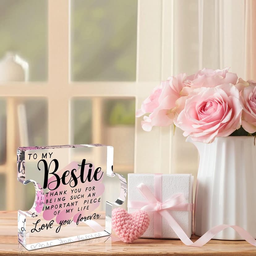 Best Friend Birthday Gifts for Women, Friendship Gifts for Women, Bestie Acrylic Puzzle Plaque Keepsake for Soul Sister Female Bestfriend Work Besties Birthdays, Graduation Gift for Her