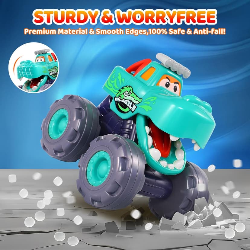 Car Toys for 1 Year Old Boy Gifts, Pull Back Monster Truck Toy Cars for Toddlers 1-3, 1 2 3 One Year Old Boy Birthday Gift 1st Vehicles Kids Stocking Stuffers Toddler Baby Boys Toys 12-18 Months