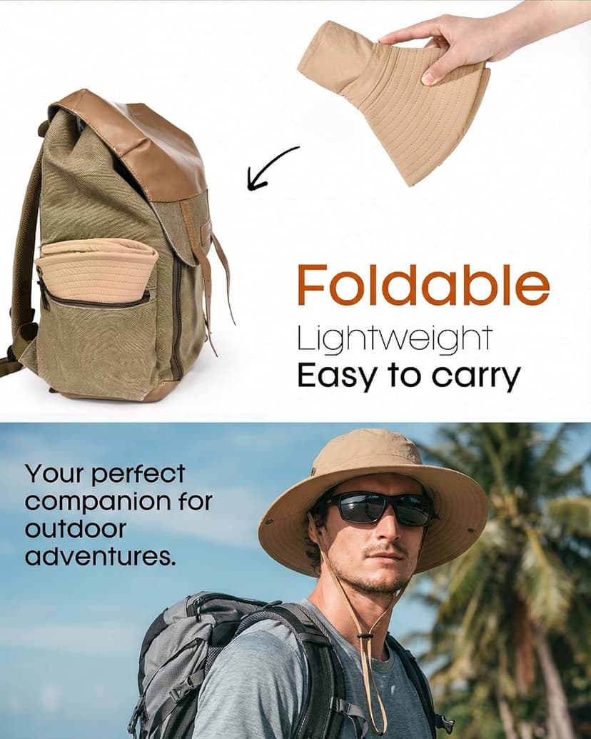 FURTALK Sun Hats for Men Fishing Hat UPF 80+ Foldable Wide Brim Outdoor Hiking Beach Summer Hats
