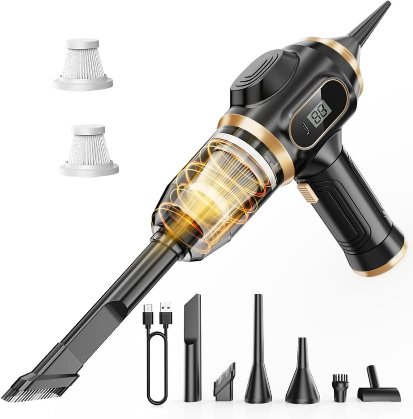 Scstartx Portable Car Vacuum Cordless Mini Handheld Vacuums Cleaner Rechargeable with LCD Display and Multi-Nozzles, High Power Hand held Cleaners for Car, Home, Office, Sofa, Pet Hair,Keyboard