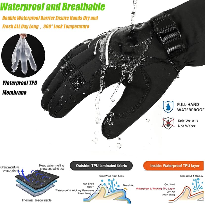 MOREOK Waterproof & Windproof -30°F Winter Gloves for Men/Women, 3M Thinsulate Thermal Gloves Touch Screen Warm Gloves for Skiing,Cycling,Motorcycle,Running
