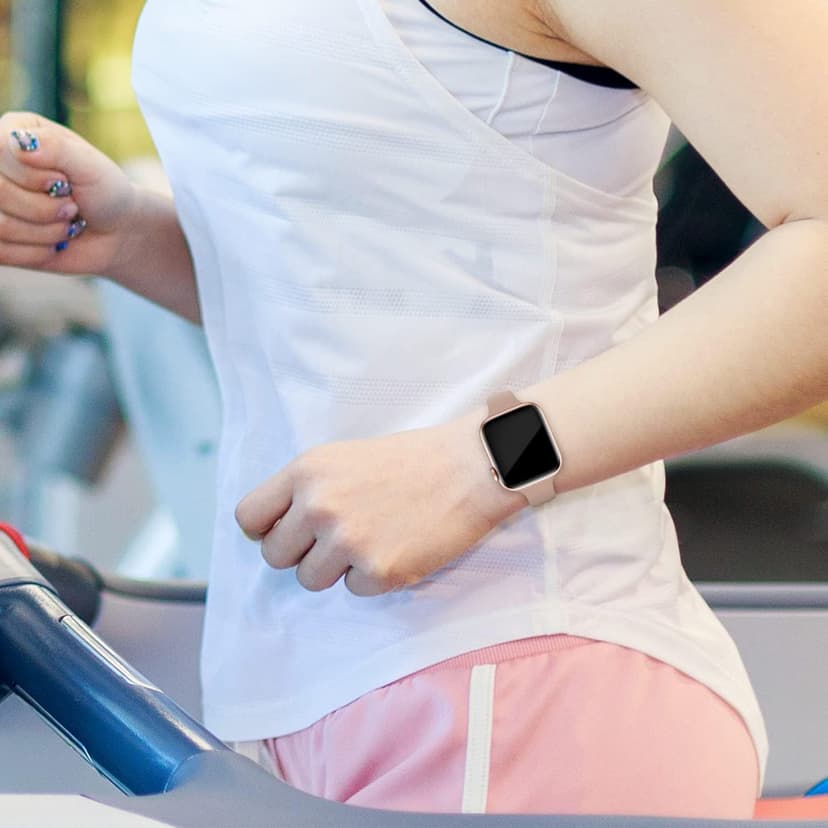 Thin Slim Band Compatible with Apple Watch 38mm 40mm 41mm 42mm 44mm 45mm 46mm 49mm, Replacement Silicone Sport Strap for iWatch Series 11/10/9/8/7/6/5/4/3/2/1 Ultra SE Women Men, Milk Tea