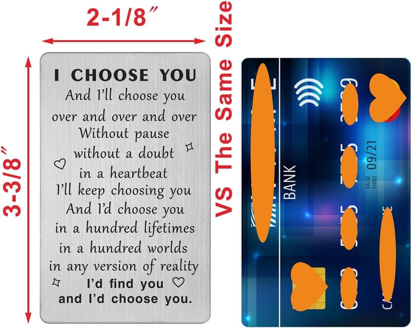 TANWIH I Choose You Wallet Card for Him, Wedding Gifts for Groom from Bride, Fiance Gifts for Him, To My Husband On Our Wedding Day, I Love You Card for Men, Engagement, Valentines Day