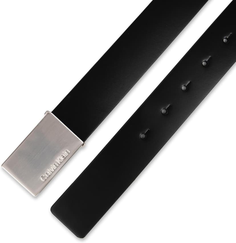 Calvin Klein Men's Modern Plaque Buckle Belt with Logo Detail for Dress Pants