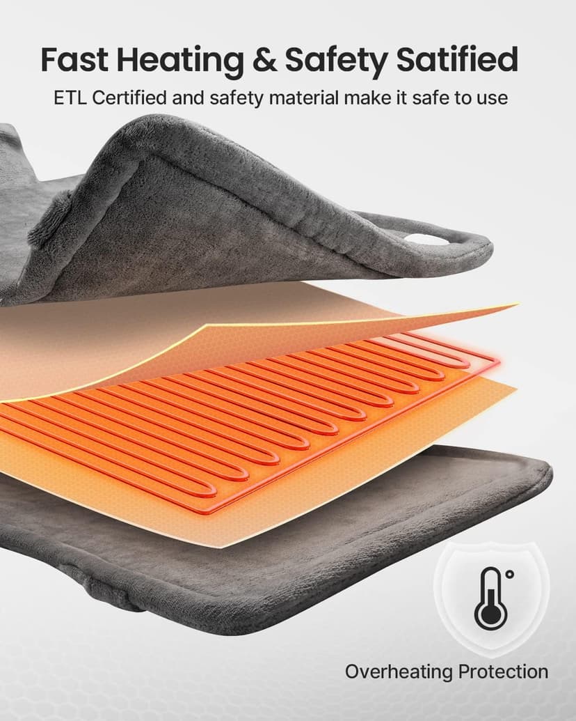 RENPHO Electric Heating Pad for Back Pain Relief, Birthday Gifts for Women Men Mom Dad Elderly, FSA Eligible Items Only List, Large Heat Pad for Neck and Shoulders, 24"x33", ETL Certified, Gray