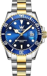 OLEVS Men's Stainless Steel Watch, Big Face Easy to Read Analog Quartz Dress Watches, Classic Rotating Bezel Waterproof Luminous Hands Date Mens Wristwatch