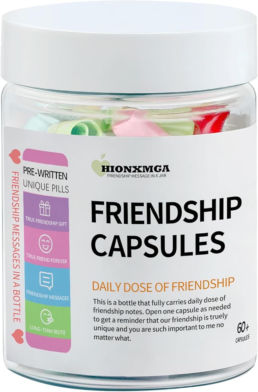 60PCS Pre-Written Friendship Messages in a Bottle, Bestfriend Birthday Gifts for Women Sister Bestie, Cute Capsule Messages in Plastic Jar Long Distance BFF Gifts
