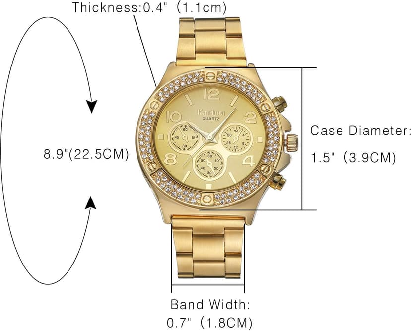 Lancardo Gold Hip-Hop Watch for Men [Upgraded] Japan Quartz 3ATM Waterproof Dress Casual Watch