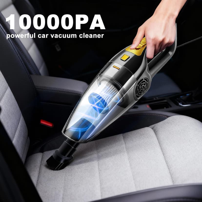 BOYMOO Car Vacuum Cleaner – 9000PA High Power Suction, DC 12V Portable Handheld Auto Vacuum with Attachments, Mini Car Interior Cleaner for Pet Hair, Dust, Crumbs, and Debris (Midnight Black)