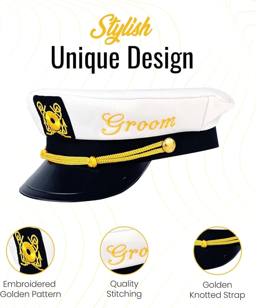 Bachelor Party Captain's Hat - Groom to Be Nautical Bachelor Hat | Funny Accessory Boats n' Hoes Bridal Shower