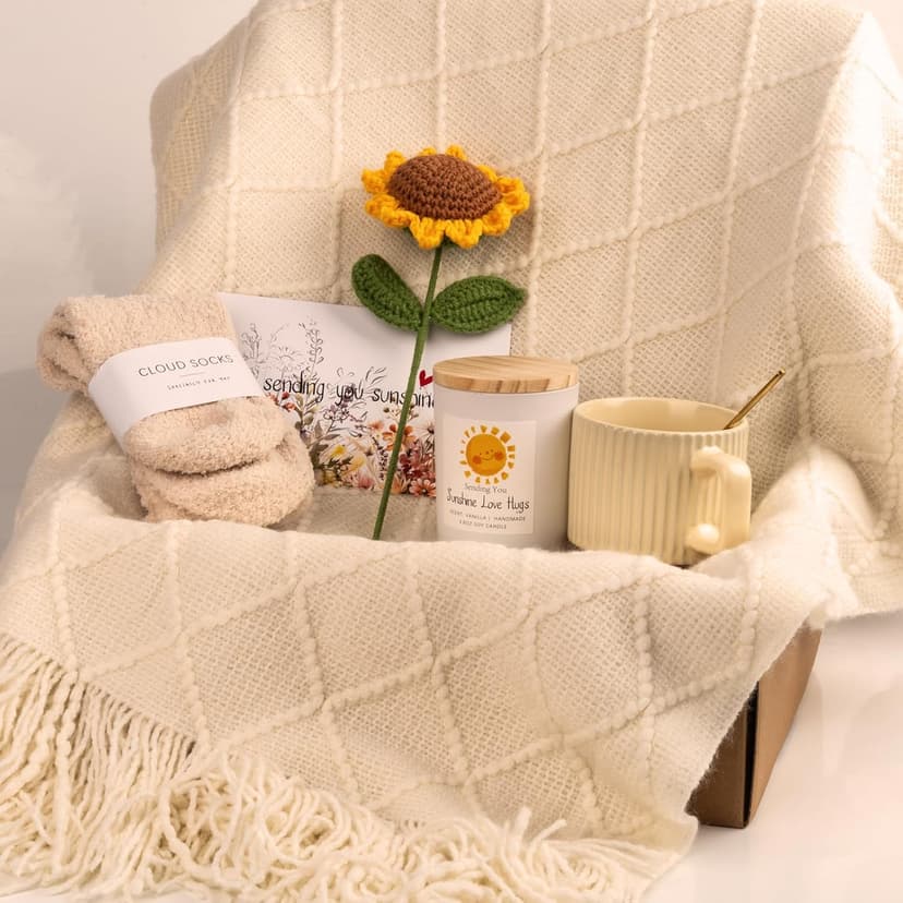 Gift Baskets for Women, Unique Birthday Gifts for Women, Best Friend Birthday Gifts, Get Well Soon Gift Basket，Sending Sunshine Gifts Sunflower Gifts, Thinking of You Care Package