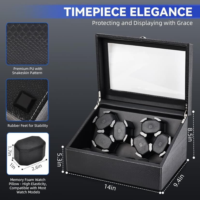 hightall Luxury Automatic Watch Winder for Rolex/Omega/Cartier for Automatic Watches with Whisper-Quiet Motor (<5dB), Anti-Scratch Memory Foam & Stable Base