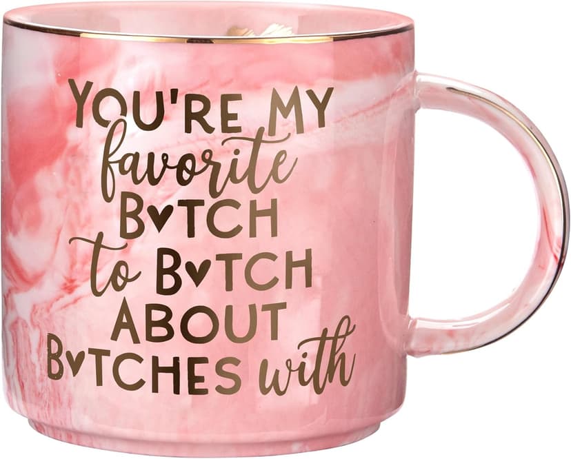 Best Friend Birthday Gifts for Women - Funny Friendship Gift for Bestfriend, Besties, BFF, Sister, Boss Woman, Big Sis, Sorority, Mom - You're My Favorite - Cute Pink Marble Mug, 11.5oz Coffee Tea Cup