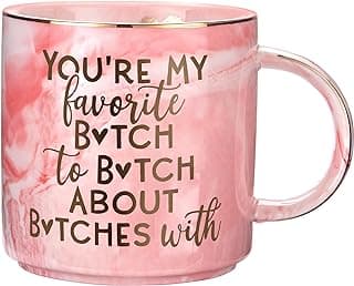 Best Friend Birthday Gifts for Women - Funny Friendship Gift for Bestfriend, Besties, BFF, Sister, Boss Woman, Big Sis, Sorority, Mom - You're My Favorite - Cute Pink Marble Mug, 11.5oz Coffee Tea Cup