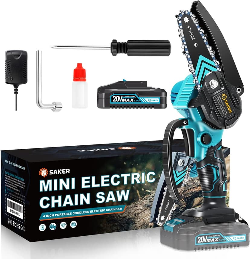 Saker Mini Chainsaw,Portable Electric Chainsaws Cordless,Handheld Chain Saw Pruning Shears Chain Saws for Tree Branches,Courtyard,Household and Garden,Christmas Gifts for Men Dad Husband Women