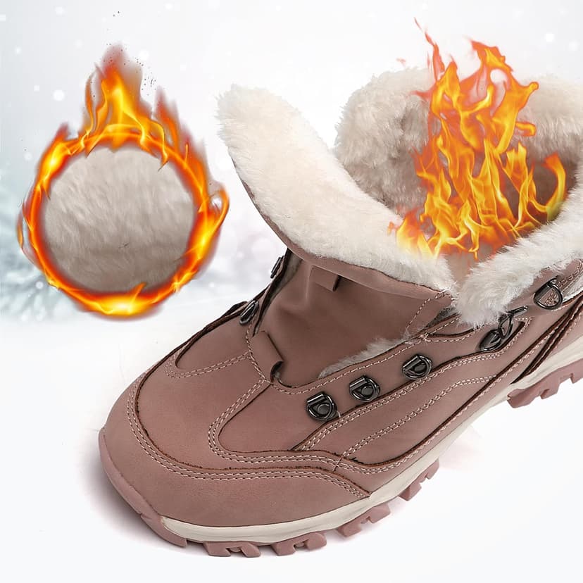 TARELO SINCE 1986 TARELO Womens Hiking Boots Fur Lined Snow Shoes Winter Warm Ankle Booties Lady Non Slip Walking Fashion Boot