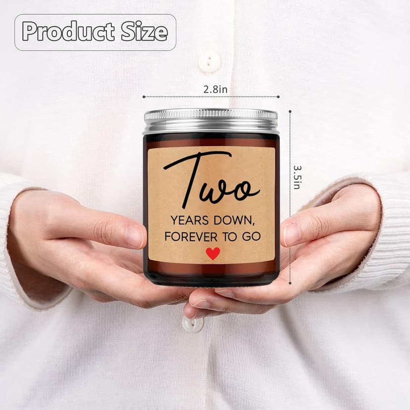 Fairy's Gift 2 Year Anniversary Candle Gifts for Him Her Boyfriend GF Wife Husband - Cotton 2nd Anniversary Couple Gifts Ideas - Two Year Wedding Anniv. Presents for Couples, Happy Second Anniv.