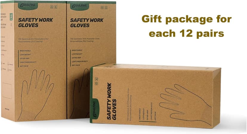 Safety Work Gloves for Men PU Coated 12 Pairs Bulk Pack,Hi-Vis Yellow Seamless Knit Glove with thin Polyurethane Coated Smooth Grip on Palm & Fingers, Ideal for General Duty Work (Large)